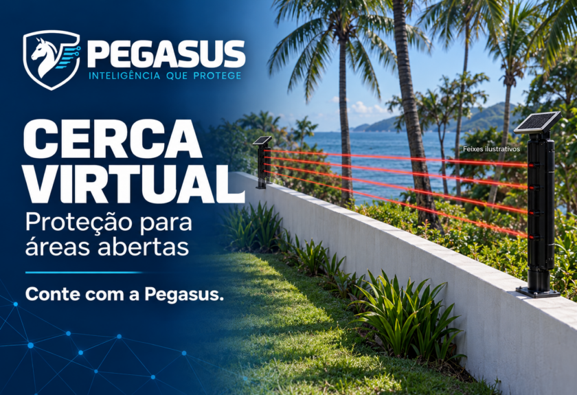 Câmera de segurança monitorando uma área externa com linha virtual de detecção de intrusão