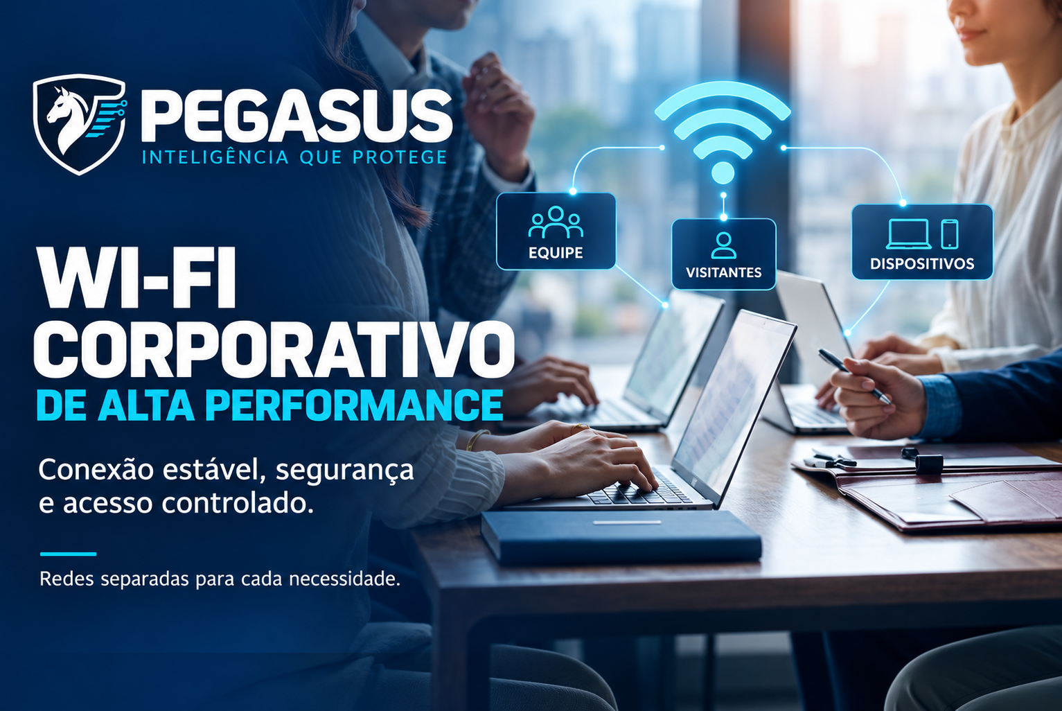 Pontos de acesso Wi-Fi corporativo instalados em ambiente empresarial
